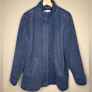 Relativity Y2K Women's Navy Blue Corduroy Jacket Barn Coat Chore Jacket Size XL